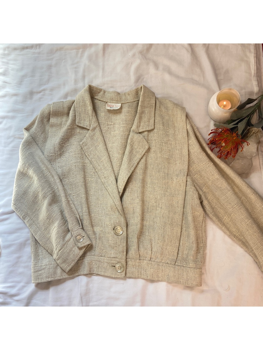 Vintage Linen Jacket Laurie Lee Y2k Boho Blazer True Vintage 80s Indie Festival